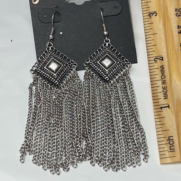 Gennaro Boho Long Chain Fringe Earrings - Picture 6 of 8